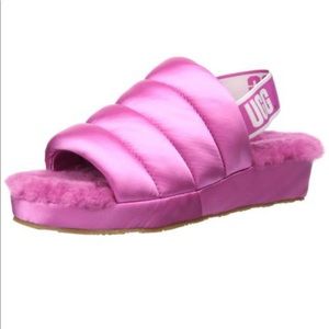 UGG Fuchsia Puff Yeah Slide Sheepskin SLIPPER Sandals Women